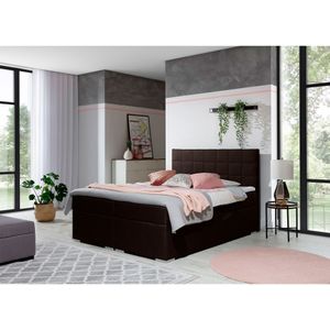 Boxspringbed Cass | 140 x 200 cm | Inclusief matrastopper | Donkerbruin