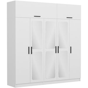 Witte kledingkast | Woody | 100% Melamine | 225x235x52 cm