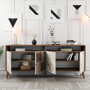 Dressoir Melania-walnoot/marmerdecor