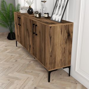 Wood Fashion Console | 100% Melamine | Metalen Poten | Notenhout