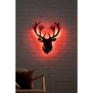 Brandhout LED Verlichting | Zwart MDF Basis | 60 LEDs/m | 12V DC | 375cm Snoer | 25x30cm Afmeting | Rood