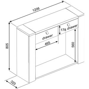 Sidetable Iris 120cm met 2 lades - grijs beton