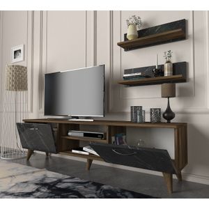 Tera Home tv-kast | Breedte 150 cm | Gemelamineerde spaanplaat | Notelaar Marmer