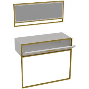 Elegant Gezellig Dressoir | 100% Melamine | Metalen Poten | Marmerpatroon | Goudwit