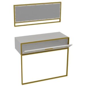 Elegant Gezellig Dressoir | 100% Melamine | Metalen Poten | Marmerpatroon | Goudwit