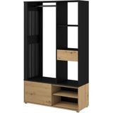 Garderobe Ghislain 1 deur & 1 lade - Japanse eik/zwart