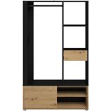 Garderobe Ghislain 1 deur & 1 lade - Japanse eik/zwart