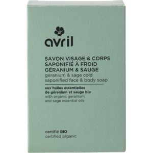 Avril Cold Saponified Face & Body Soap - Géranium & Sauge