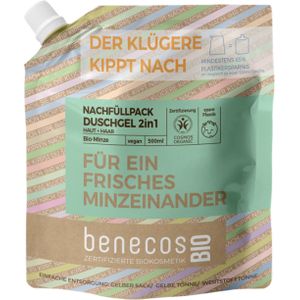 benecosBIO 2-in-1 Douchegel "Für Ein Frisches Minzeinander" - Navulling 500 ml