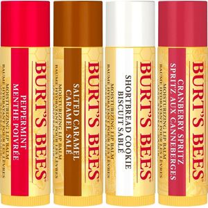 Burt's Bees - Set van 4 - Lippenbalsem - Cranberry Biscuit - Zandkoekje - Gezouten Karamel - Pepermunt - 4 x 4,25 g