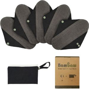 Bambaw - Wasbare Maandverband - Zwart - Herbruikbaar - Hygiënische Bescherming