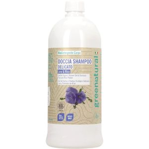 Greenatural 2in1 Zachte Douchegel en Vlas & Rijst Shampoo - 1000 ml