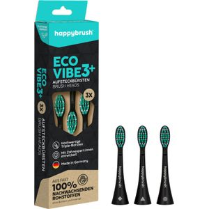 happybrush ECO VIBE 3 Opzetborstels, Zwart-Mint - 1 Set