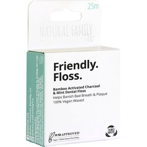 The Natural Family Co. - Friendly Floss - Flosdraad - 25M - Vegan Charcoal en Munt Smaak
