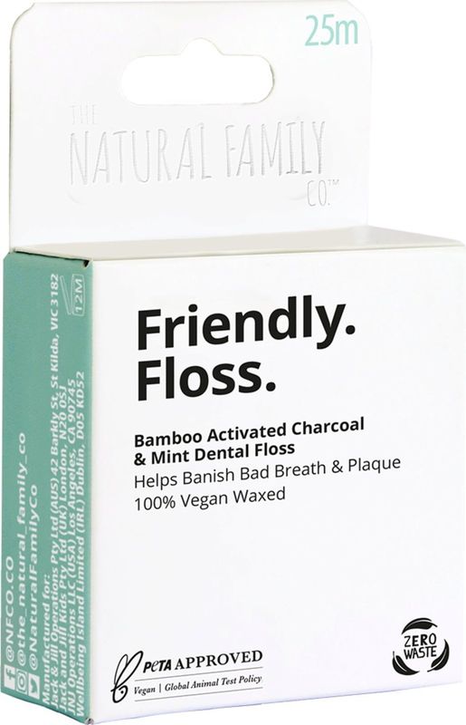 The Natural Family Co. - Friendly Floss - Flosdraad - 25M - Vegan Charcoal en Munt Smaak