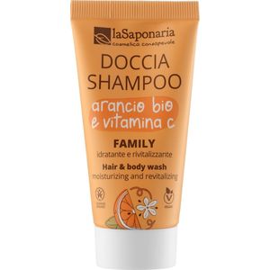 La Saponaria Family 2in1 Shampoo & Douchegel, Biologische Sinaasappel en Vitamine C - 30 ml