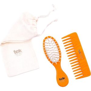 tek - Pocketborstel & Kamset - Oranje - Haarverzorging