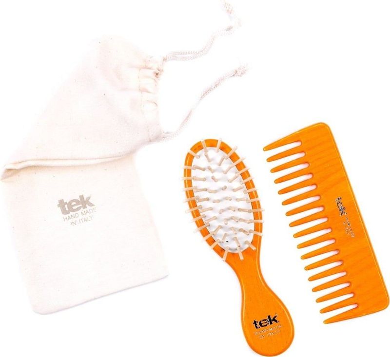 tek - Pocketborstel & Kamset - Oranje - Haarverzorging