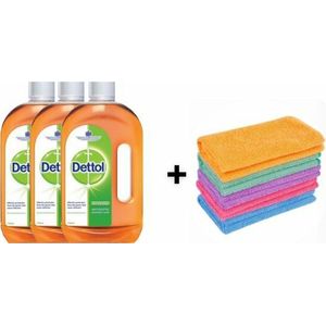 Dettol Antiseptic Ontsmettingsmiddel 3 x 750ml + Gratis 1 Microvezeldoekje