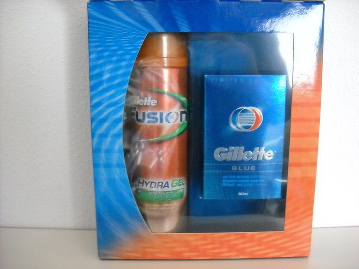 Gillette Fusion Hydra Scheergel + Blue After Shave Lotion Geschenkverpakking