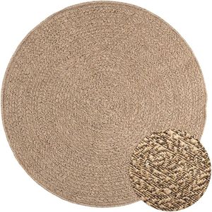 Vloerkleed binnen en buiten jute look Bruin ‘Zizur’ - Ø 120 cm , Rond