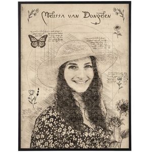 Portret Illustratie in de style van Da Vinci - A2 liggend (59 x 42 cm) , Met lijst