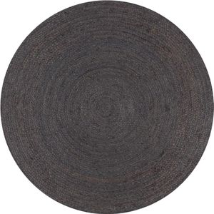 Vloerkleed rond handgemaakt van jute donkergrijs 'Earth Ash' - 150 cm