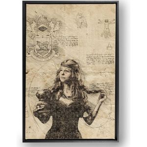 ‘Da Vinci's portrait of Lucrezia Borgia 1498' canvas met luxe baklijst - 100 x 150 cm