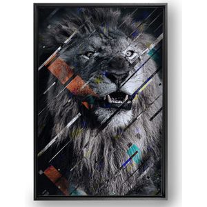 'The Lion in Style' canvas met baklijst - 100 x 150 cm