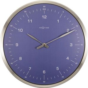 Wandklok Ø33cm Metaal Blauw '60 Minutes' - NeXtime