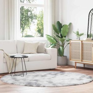 Hoogpolig Vloerkleed Navarra Polyester Lichtgrijs - 200 x 200 cm , Rond