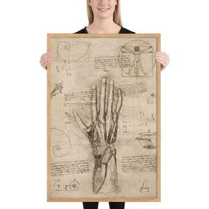 'Da Vinci - Anatomy of the hand' poster - Oak , 61×91 cm