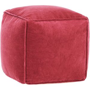 Poef 40x40x40 cm katoenfluweel rood