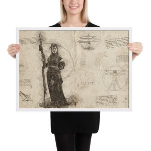 'Da Vinci's mystic woman' poster mat papier - Wit , 50×70 cm