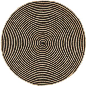 Vloerkleed 'Inspiral' handgemaakt met spiraal ontwerp jute zwart - 90 cm
