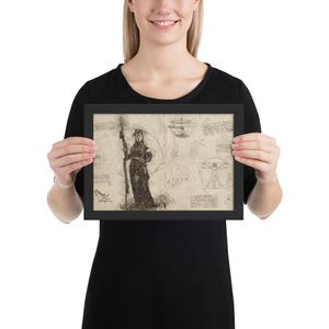 'Da Vinci's mystic woman' poster mat papier - Zwart , 21×30 cm