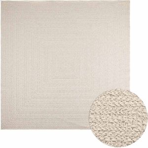 Vloerkleed binnen en buiten jute look crème 'Zizur' - 240 x 240 cm , Rechthoekig