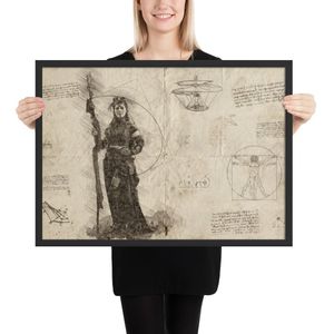 'Da Vinci's mystic woman' poster mat papier - Zwart , 50×70 cm