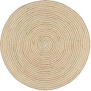 Vloerkleed 'Inspiral' handgemaakt met spiraal ontwerp jute wit - 90 cm