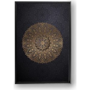 'Golden Mandala' canvas met baklijst - 60 x 90 cm