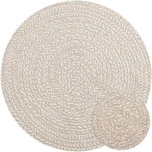 Vloerkleed binnen en buiten jute look crème 'Zizur' - Ø 90 cm , Rond