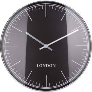 H&S Collection Wandklok London zilver zwart