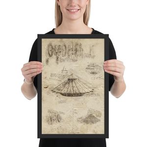 Poster met baklijst 'Da Vinci's mysterious device' - Zwart , 12×18