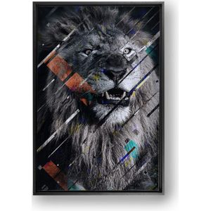 'The Lion in Style' canvas met baklijst - 75 x 100 cm