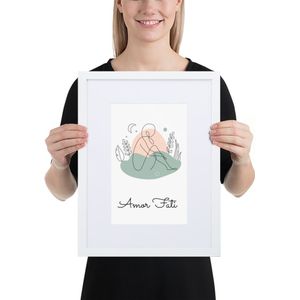 Poster met frame en baklijst 'Line Art: Amor Fati' - Wit , 30×40 cm