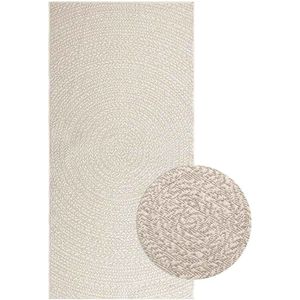 Vloerkleed binnen en buiten jute look crème 'Zizur' - 100 x 200 cm , Rond