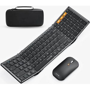 Opvouwbaar Bluetooth Toetsenbord en Muis - Space Grey - Draadloze Set - Full-Size