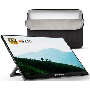 Remodius - Draagbare Monitor - 16 Inch - Ultradunne 2.5K - Reisdisplaybundel met Sleeve - USB-C & Mini HDMI