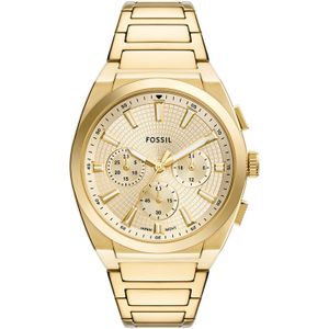 Fossil  - heren horloge - goudkleurig met  band