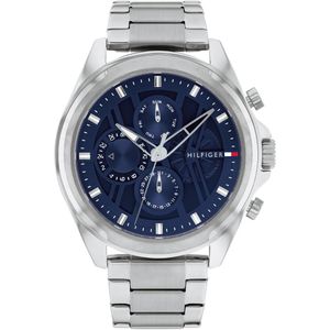 Tommy Hilfiger  zilverkleurige heren horloge met zwarte wijzerplaat